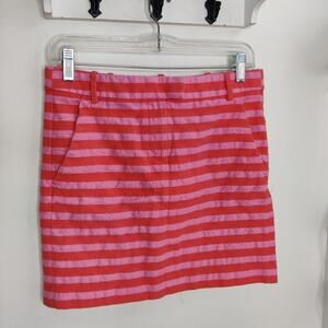 J. Crew Factory Textured Pink/Red Striped Mini Skirt Size M / 8-10